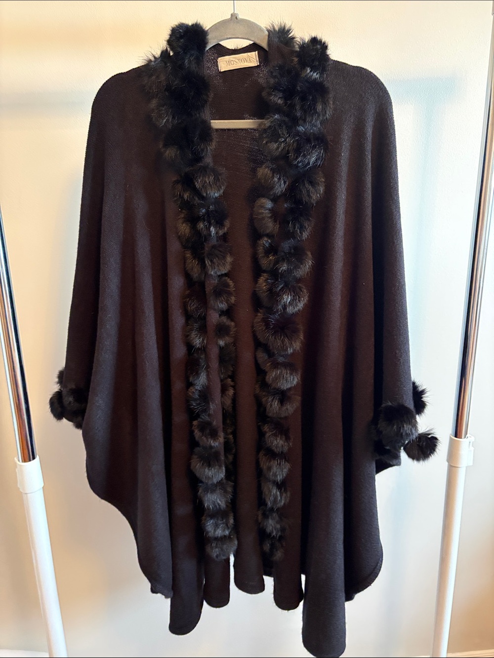 ❣️Fur Trim Black Cape Cardigan